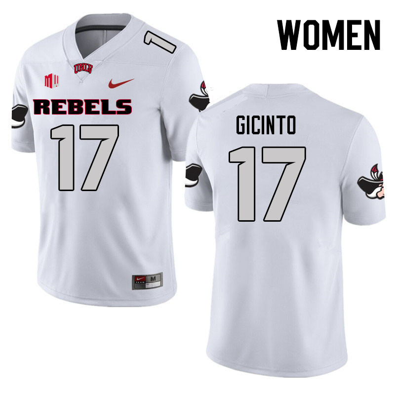 Women #17 Dominic Gicinto UNLV Rebels College Football Jerseys Stitched Sale-White - Click Image to Close